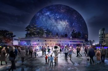 MSG SPHERE В ЛОНДОН С НАЙ-ГОЛЕМИЯ LED ЕКРАН В СВЕТА